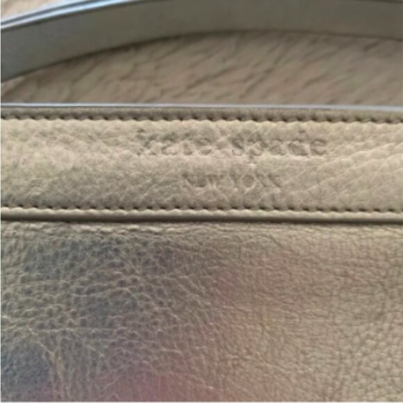 KATE SPADE Metallic Gold Soft Leather Zipper Cosmetic Case - Picture 10 of 13